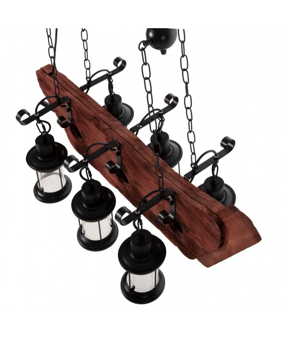 ΦΩΤΙΣΤΙΚΟ ΟΡΟΦΗΣ 6-ΦΩΤΟ ΚΡΕΜΑΣΤΟ HM4117 ΞΥΛΟ-ΜΕΤΑΛΛΟ-ΓΥΑΛΙ 116Υεκ