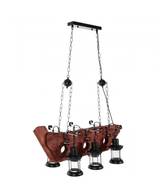 ΦΩΤΙΣΤΙΚΟ ΟΡΟΦΗΣ 6-ΦΩΤΟ ΚΡΕΜΑΣΤΟ HM4117 ΞΥΛΟ-ΜΕΤΑΛΛΟ-ΓΥΑΛΙ 116Υεκ