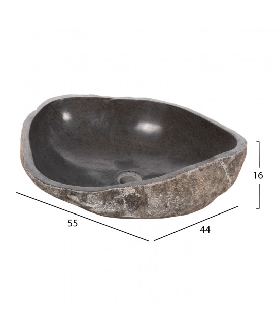 ΝΙΠΤΗΡΑΣ STONE SINK ΛΑΞΕΥΜΕΝΗ ΠΕΤΡΑ ΓΚΡΙ ΑΠΟΧΡΩΣΗ HM4193 55x44x16Υ εκ.