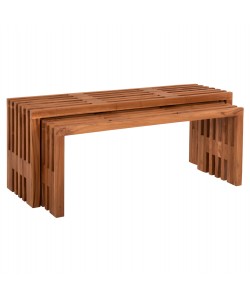 ΤΡΑΠΕΖΙΑ ΣΑΛΟΝΙΟΥ ΣΕΤ 2ΤΜΧ NYA HM9828 ΜΑΣΙΦ ΞΥΛΟ TEAK ΣΕ ΦΥΣΙΚΟ  110x30x46Υεκ.