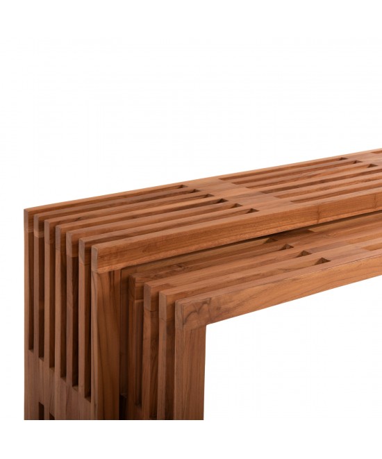 ΤΡΑΠΕΖΙΑ ΣΑΛΟΝΙΟΥ ΣΕΤ 2ΤΜΧ NYA HM9828 ΜΑΣΙΦ ΞΥΛΟ TEAK ΣΕ ΦΥΣΙΚΟ  110x30x46Υεκ.