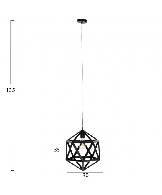 ΦΩΤΙΣΤΙΚΟ ΟΡΟΦΗΣ ΚΡΕΜΑΣΤΟ HM4073 ΜΑΥΡΟ ΜΕΤΑΛΛΟ 30x30x35Yεκ.