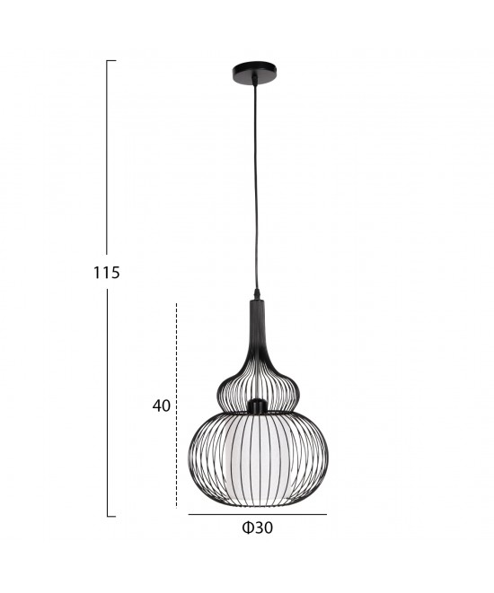 ΦΩΤΙΣΤΙΚΟ ΟΡΟΦΗΣ ΚΡΕΜΑΣΤΟ HM4185 ΜΑΥΡΟ ΜΕΤΑΛΛΟ-ΛΕΥΚΟ ΥΦΑΣΜΑ Φ30x115Υεκ