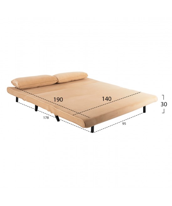 ΚΑΝΑΠΕΣ ΚΡΕΒΑΤΙ 2 ΑΤΟΜΩΝ ASMA HM3077.17 ΜΕ ΒΕΛΟΥΔΟ ΜΠΕΖ 140x80x77Yεκ.