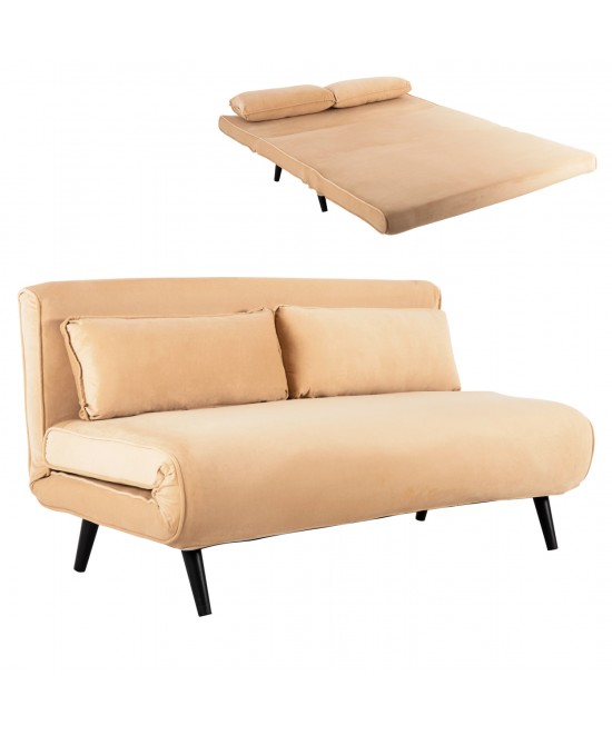 ΚΑΝΑΠΕΣ ΚΡΕΒΑΤΙ 2 ΑΤΟΜΩΝ ASMA HM3077.17 ΜΕ ΒΕΛΟΥΔΟ ΜΠΕΖ 140x80x77Yεκ.