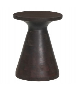 ΤΡΑΠΕΖΙ ΣΑΛΟΝΙΟΥ ΣΤΡΟΓΓΥΛΟ FOSS HM9699 ΜΑΣΙΦ MANGO ΣΚΟΥΡΟ ΚΑΦΕ Φ35x45Υεκ.