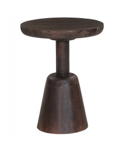 ΤΡΑΠΕΖΙ ΣΑΛΟΝΙΟΥ ΣΤΡΟΓΓΥΛΟ CRABB HM9701 ΜΑΣΙΦ MANGO ΣΚΟΥΡΟ ΚΑΦΕ Φ40x49,5Υεκ.