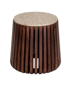 ΒΟΗΘΗΤΙΚΟ ΤΡΑΠΕΖΙ KREST HM9711 ΜΑΣΙΦ ΞΥΛΟ ΑΚΑΚΙΑΣ ΣΕ ΚΑΦΕ-ΤΡΑΒΕΡΤΙΝA Φ50x50Υεκ.