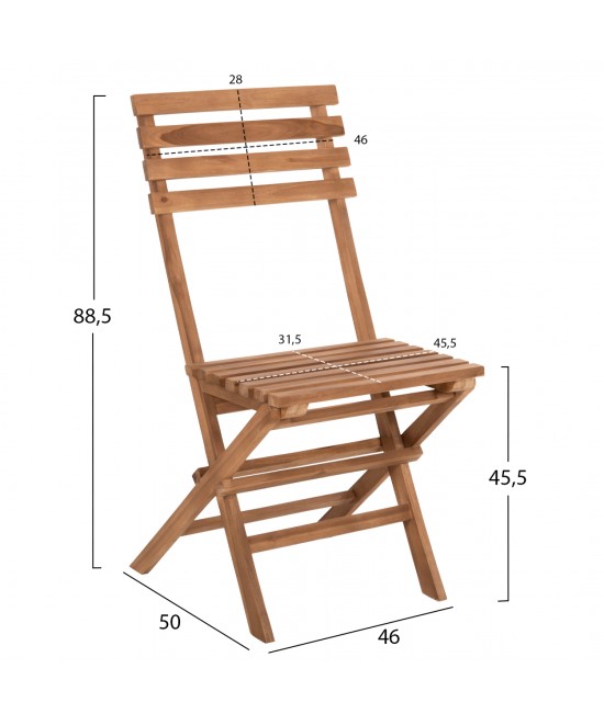 ΣΕΤ 3ΤΜΧ ΕΞΩΤ.ΧΩΡΟΥ ΠΤΥΣΣΟΜΕΝΟ KENDYR HM9907 ΜΑΣΙΦ TEAK ΞΥΛΟ-ΦΥΣΙΚΟ 46x50x88,5Υ