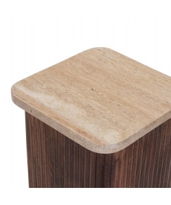 ΒΟΗΘΗΤΙΚΟ ΤΡΑΠΕΖΑΚΙ ΤΕΤΡΑΓΩΝΟ GLADYS HM9713 ΜΑΣΙΦ MANGO-ΤΡΑΒΕΡΤΙΝΑ 40x40x60Υεκ.