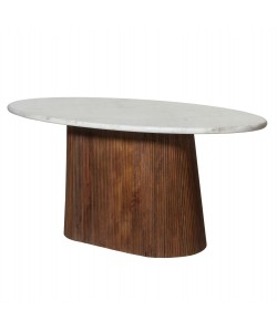 ΤΡΑΠΕΖΙ ΤΡΑΠΕΖΑΡΙΑΣ ΟΒΑΛ PURGER HM9715 ΜΑΣΙΦ MANGO-ΛΕΥΚΟ ΜΑΡΜΑΡΟ 180x89x76Υεκ.