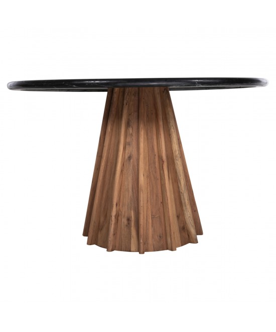 ΤΡΑΠΕΖΙ ΤΡΑΠΕΖΑΡΙΑΣ ΣΤΡΟΓΓΥΛΟ DRAXX HM9687 ΜΑΣΙΦ ΞΥΛΟ ΑΚΑΚΙΑΣ-ΕΠΙΦΑΝΕΙΑ ΜΑΥΡΟ ΜΑΡΜΑΡΟ Φ120x76Υεκ