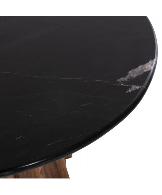 ΤΡΑΠΕΖΙ ΤΡΑΠΕΖΑΡΙΑΣ ΣΤΡΟΓΓΥΛΟ DRAXX HM9687 ΜΑΣΙΦ ΞΥΛΟ ΑΚΑΚΙΑΣ-ΕΠΙΦΑΝΕΙΑ ΜΑΥΡΟ ΜΑΡΜΑΡΟ Φ120x76Υεκ