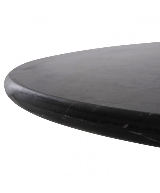 ΤΡΑΠΕΖΙ ΤΡΑΠΕΖΑΡΙΑΣ ΣΤΡΟΓΓΥΛΟ DRAXX HM9687 ΜΑΣΙΦ ΞΥΛΟ ΑΚΑΚΙΑΣ-ΕΠΙΦΑΝΕΙΑ ΜΑΥΡΟ ΜΑΡΜΑΡΟ Φ120x76Υεκ