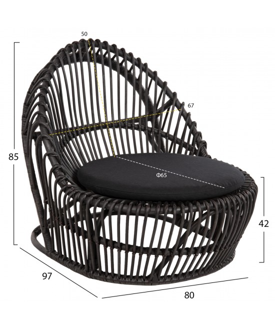 ΠΟΛΥΘΡΟΝΑ ENTROPY HM9840.03 ΦΥΣΙΚΟ RATTAN ΜΕ ΜΑΞΙΛΑΡΙ-ΜΑΥΡΟ 80x97x85Υεκ.