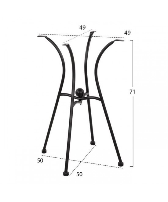 ΒΑΣΗ ΜΕΤΑΛΛΙΚΗ HM466 4NYXH ΣΕ ΜΑΥΡΟ ΧΡΩΜΑ 50x50 cm.