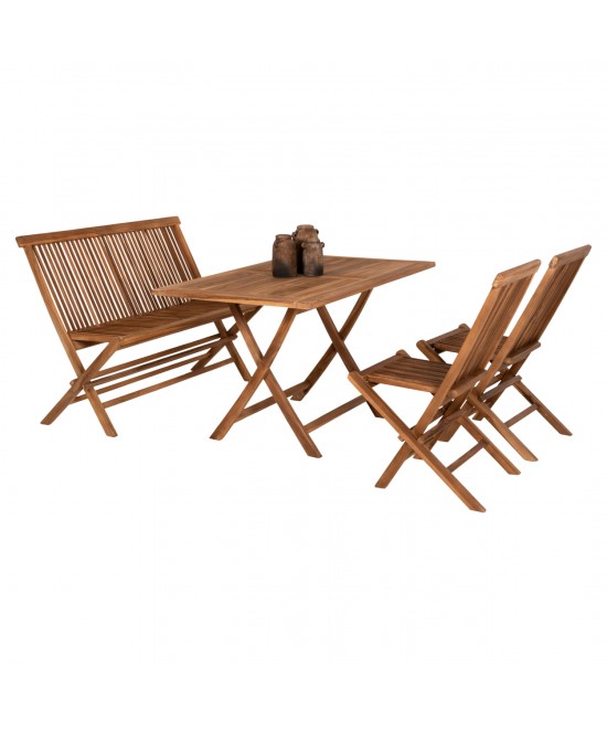 ΣΕΤ ΤΡΑΠΕΖΑΡΙΑΣ ΕΞΩΤ. ΧΩΡΟΥ 4ΤΜΧ KENDALL HM11953 ΜΑΣΙΦ ΞΥΛΟ TEAK ΦΥΣΙΚΟ