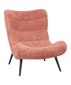 ΠΟΛΥΘΡΟΝΑ BRYM HM9605.02 ΡΟΖ ΜΠΟΥΚΛΕ ΥΦΑΣΜΑ-ΜΑΥΡΑ ΞΥΛΙΝΑ ΠΟΔΙΑ 97x80x100Υ εκ.