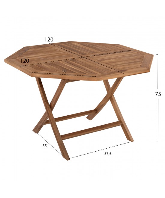 ΣΕΤ ΤΡΑΠΕΖΑΡΙΑΣ ΕΞΩΤ. ΧΩΡΟΥ ΠΤΥΣΣΟΜΕΝΑ 5ΤΜΧ KENDALL HM11950 ΜΑΣΙΦ ΞΥΛΟ TEAK ΦΥΣΙΚΟ