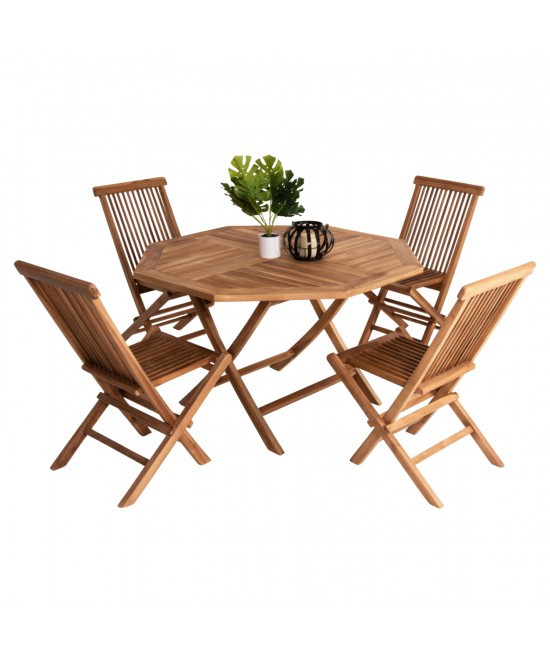 ΣΕΤ ΤΡΑΠΕΖΑΡΙΑΣ ΕΞΩΤ. ΧΩΡΟΥ ΠΤΥΣΣΟΜΕΝΑ 5ΤΜΧ KENDALL HM11950 ΜΑΣΙΦ ΞΥΛΟ TEAK ΦΥΣΙΚΟ