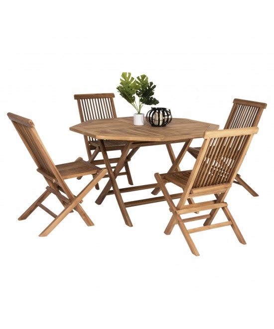 ΣΕΤ ΤΡΑΠΕΖΑΡΙΑΣ ΕΞΩΤ. ΧΩΡΟΥ ΠΤΥΣΣΟΜΕΝΑ 5ΤΜΧ KENDALL HM11950 ΜΑΣΙΦ ΞΥΛΟ TEAK ΦΥΣΙΚΟ