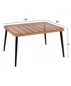 ΣΕΤ 5ΤΜΧ ALLEGRA WICKER ΜΕ ΤΡΑΠΕΖΙ 140X80Χ78Υ ΜΠΕΖ & ΜΑΥΡΟ ΧΡΩΜΑ HM10492