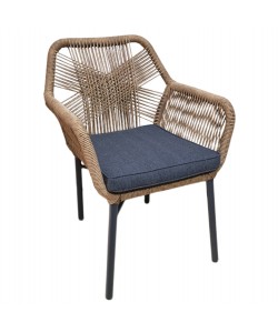 ΠΟΛΥΘΡΟΝΑ TOPIN HM6048.03 ΑΛΟΥΜΙΝΙΟ ΑΝΘΡΑΚΙ-P.E. RATTAN ΜΠΕΖ-ΜΑΞΙΛΑΡΙ ΑΝΘΡΑΚΙ