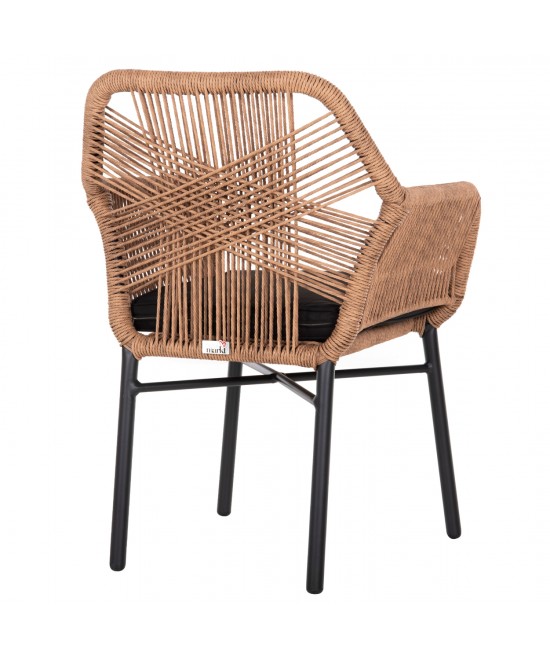 ΠΟΛΥΘΡΟΝΑ TOPIN HM6048.02 ΑΛΟΥΜΙΝΙΟ ΜΑΥΡΟ-P.E. RATTAN ΜΠΕΖ-ΜΑΞΙΛΑΡΙ ΜΑΥΡΟ 57x65x84Υ εκ