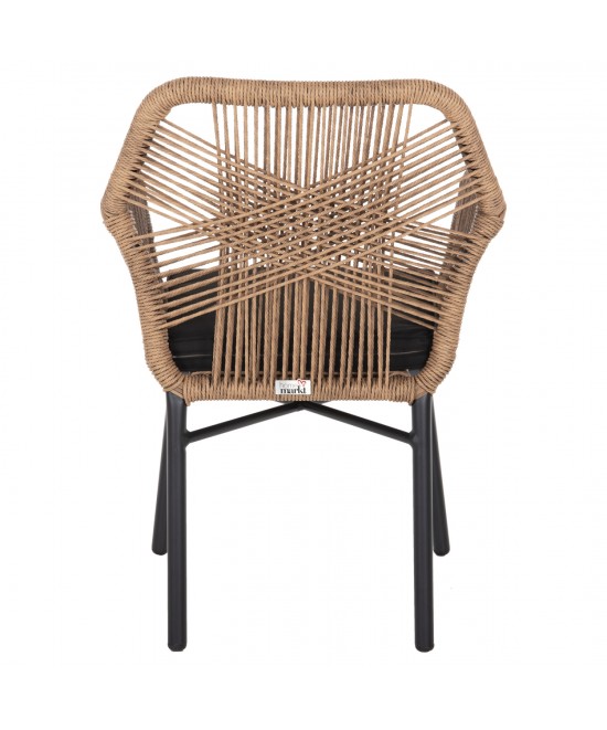 ΠΟΛΥΘΡΟΝΑ TOPIN HM6048.02 ΑΛΟΥΜΙΝΙΟ ΜΑΥΡΟ-P.E. RATTAN ΜΠΕΖ-ΜΑΞΙΛΑΡΙ ΜΑΥΡΟ 57x65x84Υ εκ