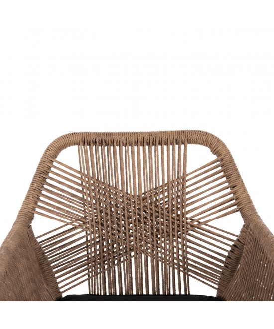 ΠΟΛΥΘΡΟΝΑ TOPIN HM6048.02 ΑΛΟΥΜΙΝΙΟ ΜΑΥΡΟ-P.E. RATTAN ΜΠΕΖ-ΜΑΞΙΛΑΡΙ ΜΑΥΡΟ 57x65x84Υ εκ