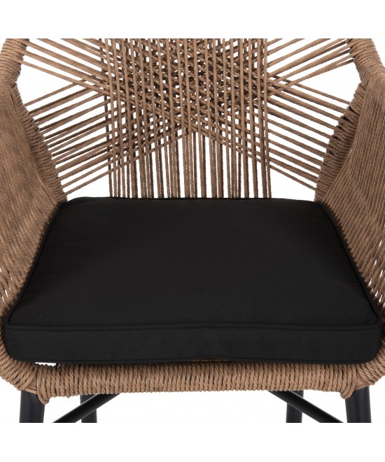 ΠΟΛΥΘΡΟΝΑ TOPIN HM6048.02 ΑΛΟΥΜΙΝΙΟ ΜΑΥΡΟ-P.E. RATTAN ΜΠΕΖ-ΜΑΞΙΛΑΡΙ ΜΑΥΡΟ 57x65x84Υ εκ