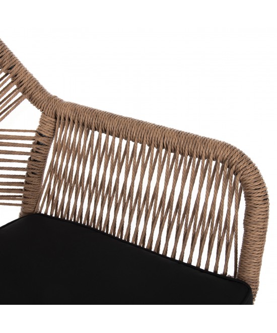 ΠΟΛΥΘΡΟΝΑ TOPIN HM6048.02 ΑΛΟΥΜΙΝΙΟ ΜΑΥΡΟ-P.E. RATTAN ΜΠΕΖ-ΜΑΞΙΛΑΡΙ ΜΑΥΡΟ 57x65x84Υ εκ