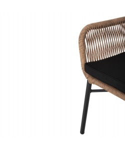 ΠΟΛΥΘΡΟΝΑ TOPIN HM6048.02 ΑΛΟΥΜΙΝΙΟ ΜΑΥΡΟ-P.E. RATTAN ΜΠΕΖ-ΜΑΞΙΛΑΡΙ ΜΑΥΡΟ 57x65x84Υ εκ