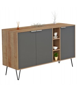 ΜΠΟΥΦΕΣ CABRON HM8874.11 ΜΕΛΑΜΙΝΗ ΣΕ ΦΥΣΙΚΟ-ΑΝΘΡΑΚΙ-ΜΑΥΡΑ ΜΕΤΑΛ.ΠΟΔΙΑ 142X40X83Υεκ.