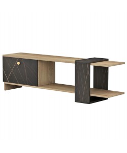 ΕΠΙΠΛΟ ΤΗΛΕΟΡΑΣΗΣ HENRIETTE HM8900.12 ΜΕΛΑΜΙΝΗ ΣΕ ΦΥΣΙΚΟ-ΜΑΥΡΟ ΜΑΡΜΑΡΟ 120x28,5x37,5Υεκ.