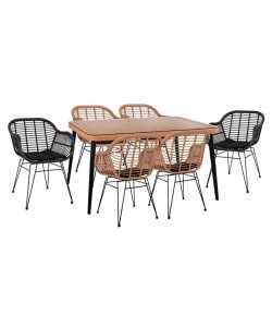 ΣΕΤ 7ΤΜΧ ALLEGRA WICKER ΜΕ ΤΡΑΠΕΖΙ 160X90X78Υ ΜΠΕΖ & ΜΑΥΡΟ ΧΡΩΜΑ HM10513