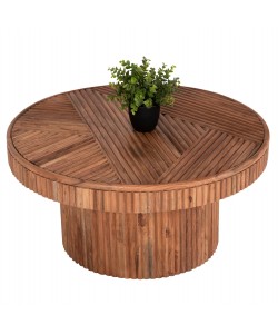 ΤΡΑΠΕΖΙ ΣΑΛΟΝΙΟΥ ΣΤΡΟΓΓΥΛΟ RANNE HM9694 ΜΑΣΙΦ ΞΥΛΟ ΑΚΑΚΙΑΣ ΣΕ ΦΥΣΙΚΟ Φ80x38Yεκ.