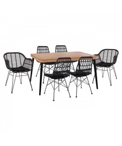 ΣΕΤ 7ΤΜΧ ALLEGRA WICKER ΜΕ ΤΡΑΠΕΖΙ 160X90X78Υ ΜΠΕΖ & ΜΑΥΡΟ ΧΡΩΜΑ HM10516