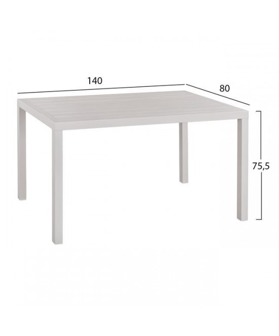 ΣΕΤ 5ΤΜΧ ΜΕ ΤΡΑΠΕΖΙ 140Χ80Χ75,5Υ & ΚΑΡΕΚΛΕΣ ΑΛΟΥΜΙΝΙΟΥ ΣΕ ΛΕΥΚΟ ΧΡΩΜΑ HM10527