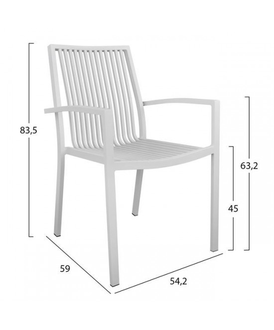 ΣΕΤ 5ΤΜΧ ΜΕ ΤΡΑΠΕΖΙ 140Χ80Χ75,5Υ & ΚΑΡΕΚΛΕΣ ΑΛΟΥΜΙΝΙΟΥ ΣΕ ΛΕΥΚΟ ΧΡΩΜΑ HM10527
