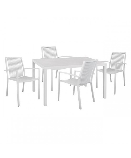 ΣΕΤ 5ΤΜΧ ΜΕ ΤΡΑΠΕΖΙ 140Χ80Χ75,5Υ & ΚΑΡΕΚΛΕΣ ΑΛΟΥΜΙΝΙΟΥ ΣΕ ΛΕΥΚΟ ΧΡΩΜΑ HM10527