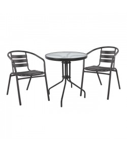 ΣΕΤ 3ΤΜΧ ΜΕ ΤΡΑΠΕΖΙ LIMA Φ60Χ70Υ & ΠΟΛΥΘΡΟΝΕΣ LAURA ΓΚΡΙ ΧΡΩΜΑ HM10467