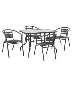 ΣΕΤ 5ΤΜΧ ΜΕ ΤΡΑΠΕΖΙ ADAM 110Χ60Χ71Υ & ΠΟΛΥΘΡΟΝΕΣ LAURA ΓΚΡΙ ΧΡΩΜΑ HM10472