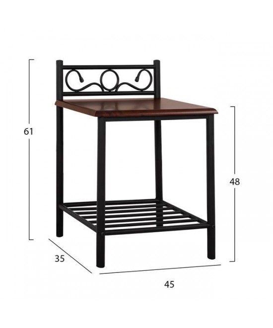 ΚΟΜΟΔΙΝΟ SUZIE HM388 ΑΠΟ ΜΕΤΑΛΛΟ ΚΑΙ ΞΥΛΟ 45x35x48-61 εκ.