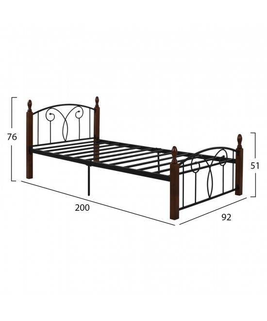 ΚΡΕΒΑΤΙ SUZIE ΜΕΤΑΛΛΟ ΞΥΛΟ ΜΟΝΟ ΣΤΡΩΜΑ 90x190 εκ. HM389