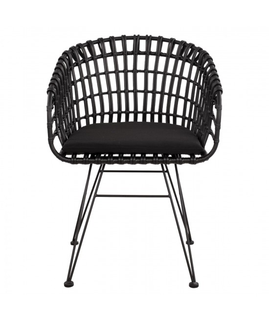 ΠΟΛΥΘΡΟΝΑ ΤΥΠΟΥ ΦΩΛΙΑ ΜΕΤΑΛΛΙΚΗ ALLEGRA HM5456.02 ΜΕ WICKER ΜΑΥΡΟ 59Χ56,5Χ83Υ εκ.