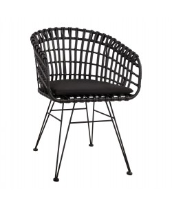 ΠΟΛΥΘΡΟΝΑ ΤΥΠΟΥ ΦΩΛΙΑ ΜΕΤΑΛΛΙΚΗ ALLEGRA HM5456.02 ΜΕ WICKER ΜΑΥΡΟ 59Χ56,5Χ83Υ εκ.