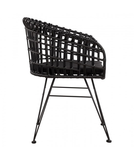 ΠΟΛΥΘΡΟΝΑ ΤΥΠΟΥ ΦΩΛΙΑ ΜΕΤΑΛΛΙΚΗ ALLEGRA HM5456.02 ΜΕ WICKER ΜΑΥΡΟ 59Χ56,5Χ83Υ εκ.