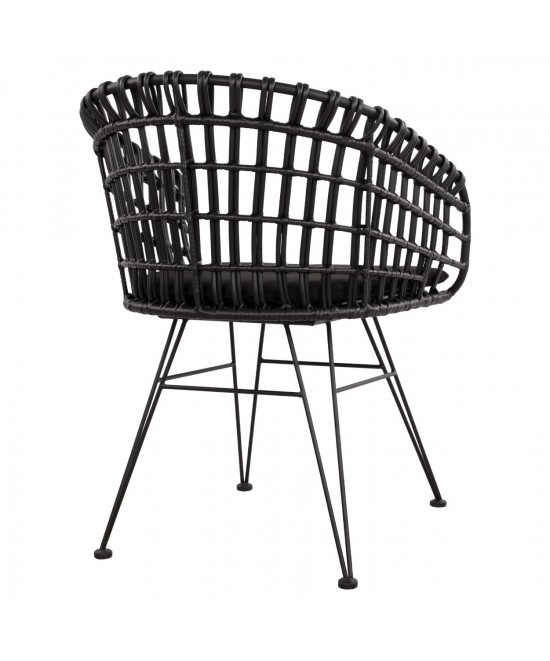 ΠΟΛΥΘΡΟΝΑ ΤΥΠΟΥ ΦΩΛΙΑ ΜΕΤΑΛΛΙΚΗ ALLEGRA HM5456.02 ΜΕ WICKER ΜΑΥΡΟ 59Χ56,5Χ83Υ εκ.