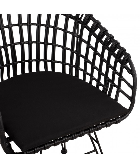 ΠΟΛΥΘΡΟΝΑ ΤΥΠΟΥ ΦΩΛΙΑ ΜΕΤΑΛΛΙΚΗ ALLEGRA HM5456.02 ΜΕ WICKER ΜΑΥΡΟ 59Χ56,5Χ83Υ εκ.